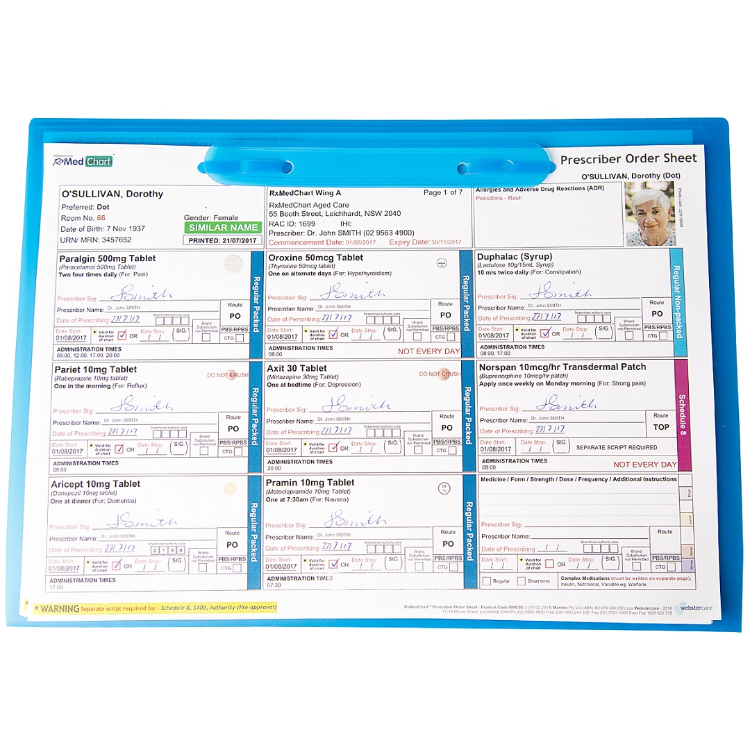 Webstercare s RxMedChart Medication Charts For Aged Care